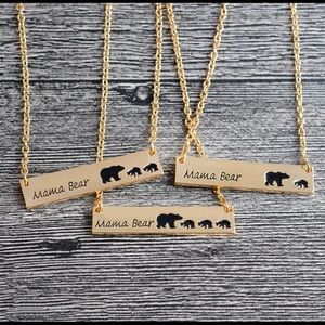 Mother’s Mama Bear Cub Gold Pendant Necklace